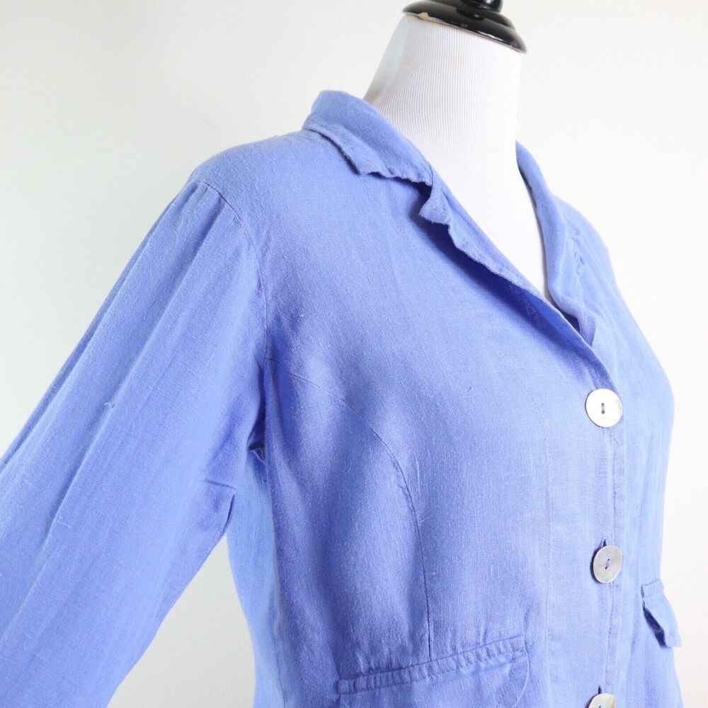 Flax Size Xs Woven Linen Button Front Jacket Blaz… - image 6